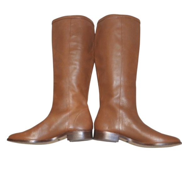 J Crew Harper Caramel Brown Leather Riding Boots Knee High Boots Size 6.5 - Picture 2 of 14